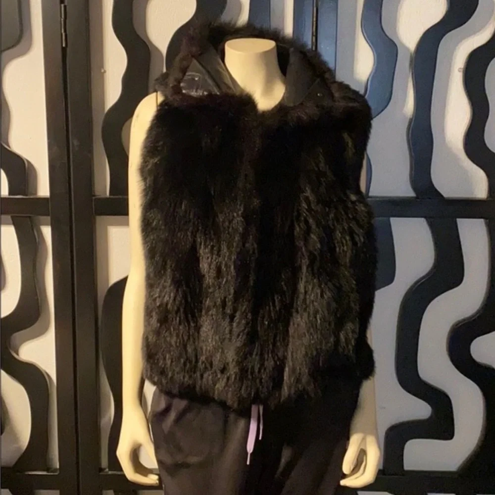 Andrew Marc Genuine Opposum Fur and Real Leather Unisex Vest - Picture 4 of 12